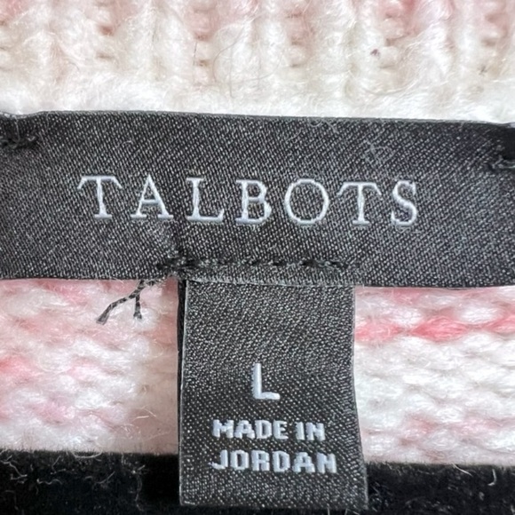 Talbots V-Neck Striped Pullover Sweater Pink Multi Size Large Cozy Feminine - Picture 3 of 9